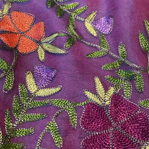 Finity Studio Silk Embroidered Skirt & Wrap Around Halter Neck Top Purple Sz 8