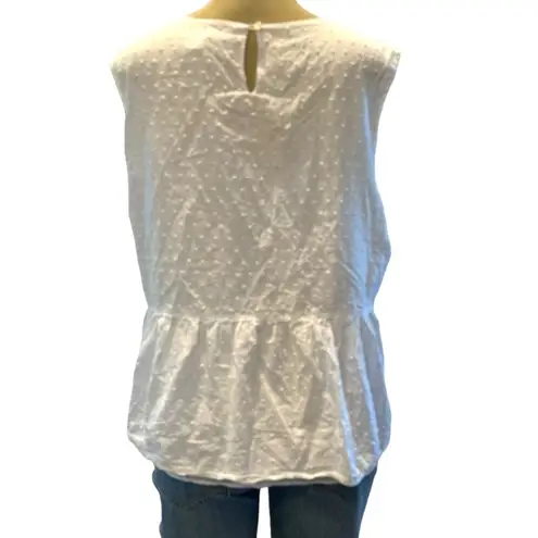 Time And Tru  Sleeveless Boho White Swiss Dot Embroidered Top Size Extra Large​​