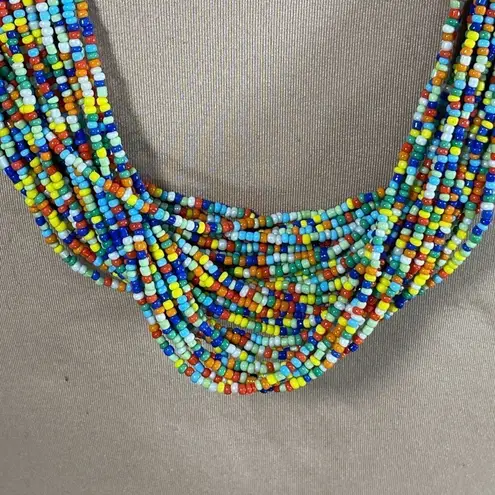 Statement Rainbow Beaded Necklace Multi