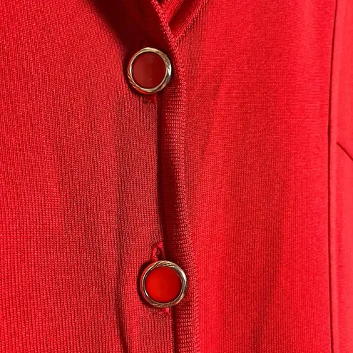 Misook Exclusively Solid Red Knit Button Front Sweater Jacket Size Medium