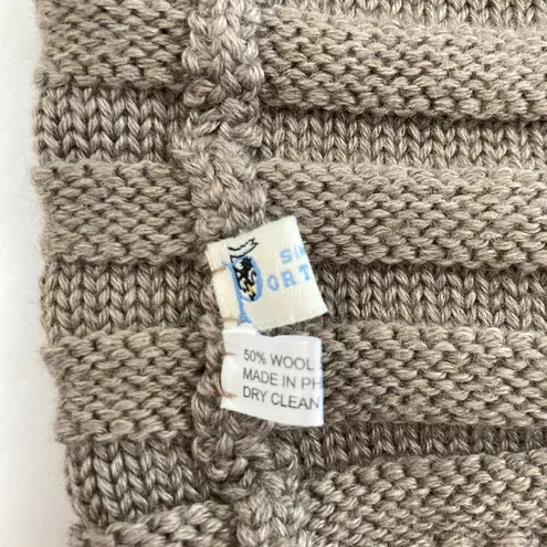 Portolano One Size Wool Blend Chunky Knit Oatmeal Tan Slouchy Beanie Winter Hat