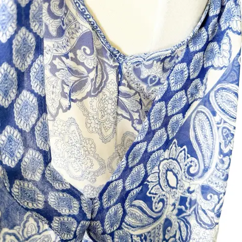 MISA Los Angeles  Farah Dress Majorelle Mixed Tile Blue Bandana Size M/L NWT