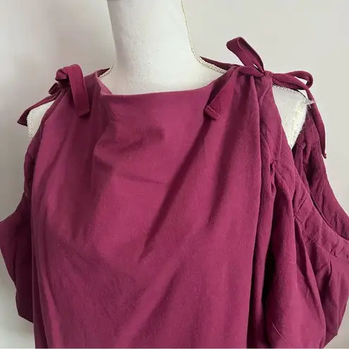 Moussy • Pinkish Purple Cold Shoulder Tie Shoulder Accent Blouse Pink