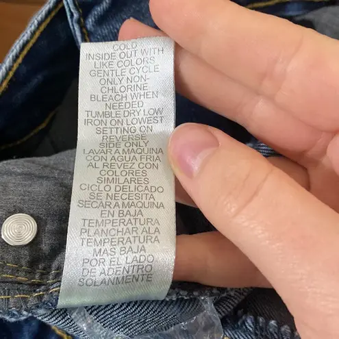 Democracy slim straight flood boho embroidered distressed cropped jeans size 8