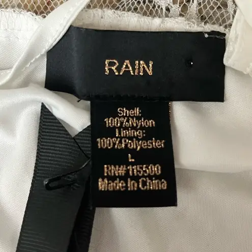 RAIN ivory Lace Crochet Overlay Good Should Tunic Blouse L Beach Boho Sheer White Size L