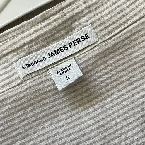James Perse Shirt cotton striped button down womens Beige (medium) contemporary