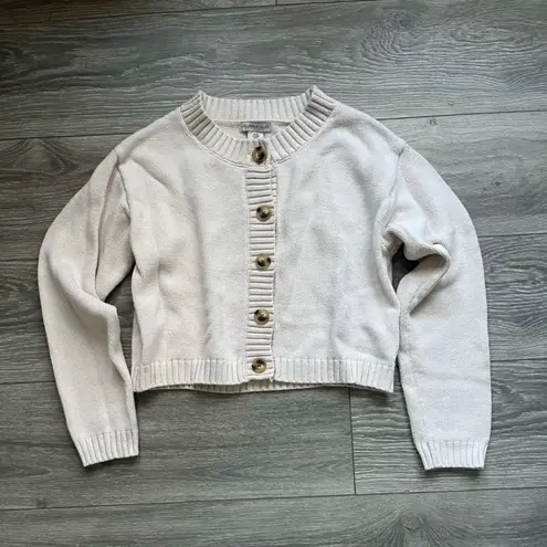 Sincerely Jules Cream Matching Cardigan Cropped Sweater Set Cozy Warm Winter M Size M