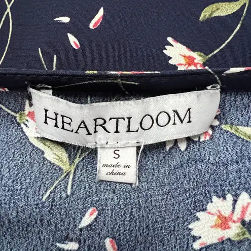Heartloom Blouse Womens Small Navy Blue Ditzy Floral Flowers Boho Cottagecore