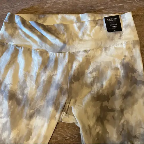 Simply Vera Grey White Tie Dye Leggings Size 2X