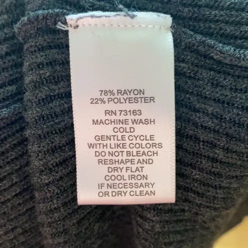 Cable & Gauge Peplum Bell Sleeved Charcoal Sweater Ribbed Peplum Knit Top