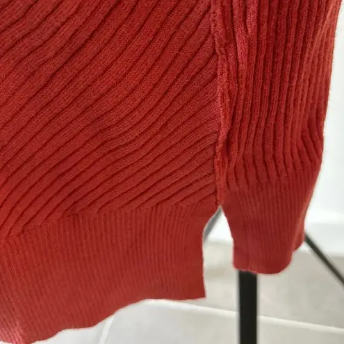 Caslon  Sorrel Red Diagonal Ribbed Hooded Sweater Size Medium Casual Activewear