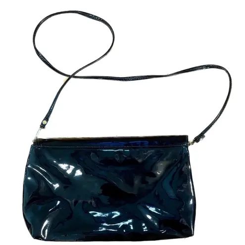 Vintage Black Vegan Patent Leather Envelope Purse