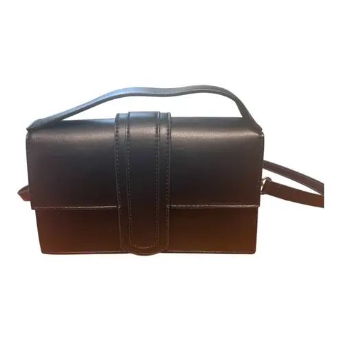 Kayla + Ava Miranda Crossbody Bag Black Faux Leather Vegan Removable Strap