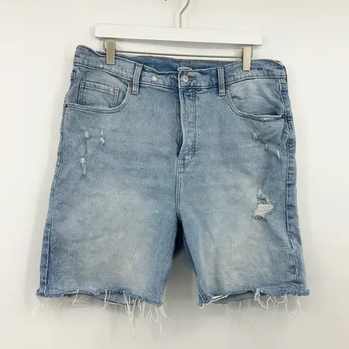 Old Navy  Sky Hi Extra High Rise Distressed Loose Button Fly Jean Shorts Size 16