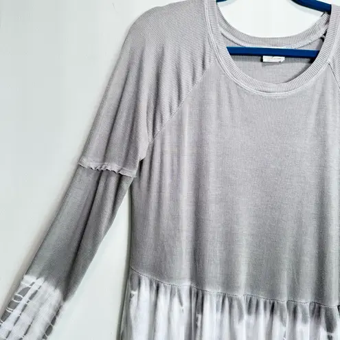 Peach Love California Grey Ombre Dip Dye Tunic Flowy Boho Top Tie Dye Size S