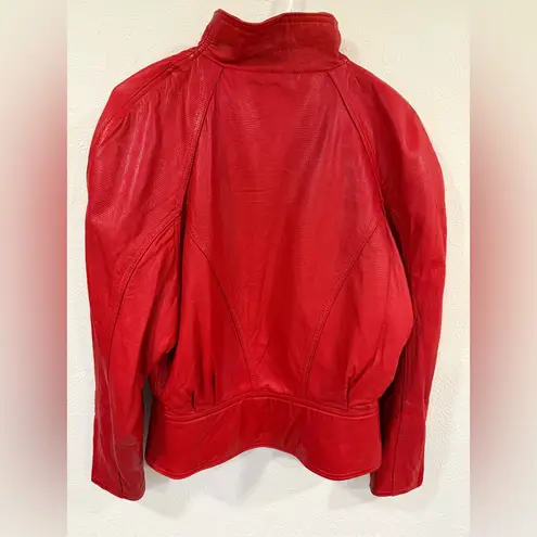 Andrew Marc Vintage Red Leather Jacket & Skirt Set Size Small VGUC