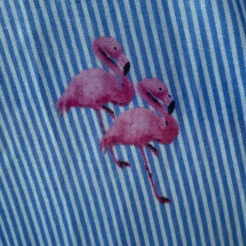 Live 4 Truth Blue White Stripe Pink Flamingo Popover Tunic L