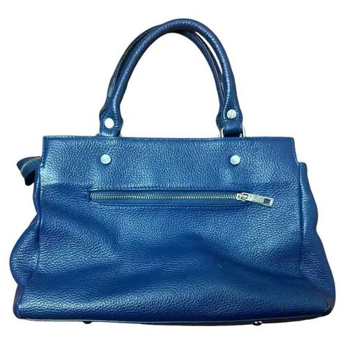 Lavorazione Artigianale Real Leather Italy Blue Shoulder Bag