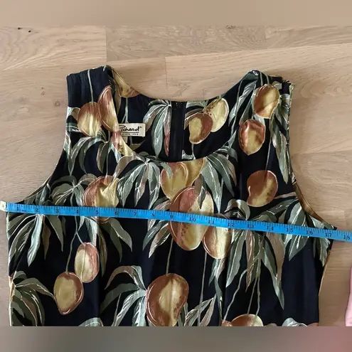 VTG Tori Richard Honolulu Hawaiian fruit dress midi maxi black green tan medium