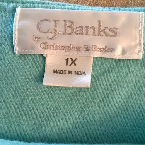 cj banks  Turquoise Sleeveless Embroidered size 1X