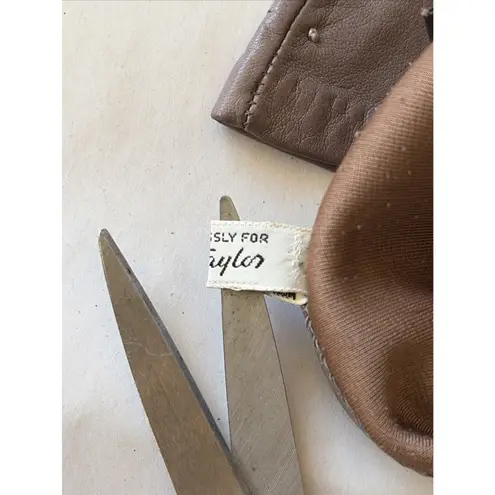 Vintage VTG Lord & Taylor Brown Taupe Silk Lined Leather Gloves Womens 7.5