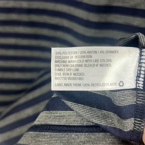 Merona NWT  Sheath Dress Womens M Navy Gray Stripe Fitted Sleeveless Work Career