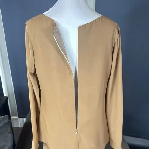 Women's Tan Chiffon 2 Piece Formal Pantsuit with Bow Detail Size 4 NWOT