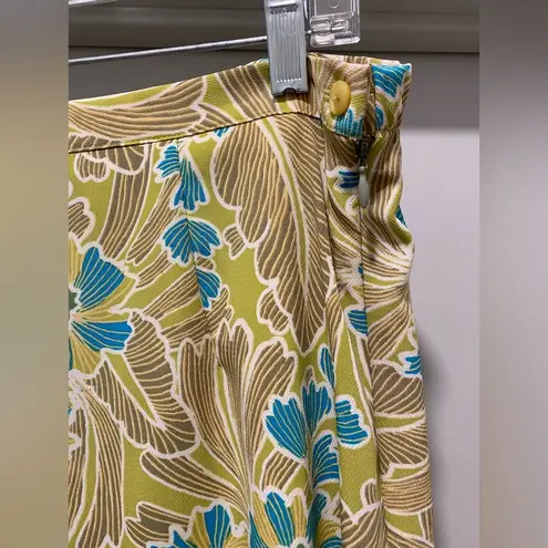 Sag Harbor Vintage Retro 80s 90s Lime Green Floral Print Maxi Skirt