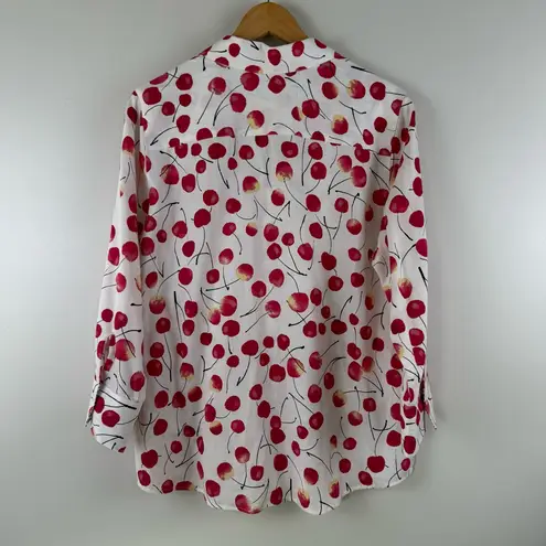 Foxcroft Wrinkle Free Cotton Cherry Shirt Size 14 Shaped Women's