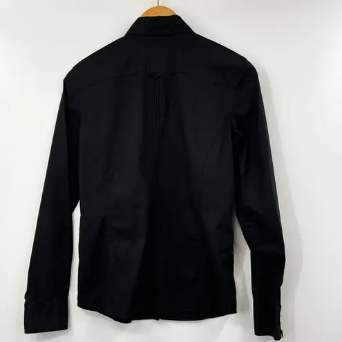 Bogner Jeans Womens Black Pintuck Button Up Long Sleeve Shirt Size 36