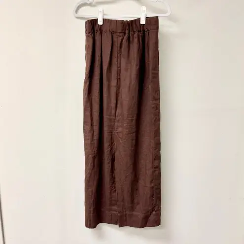 Posse 100% Linen Emma Pull On High Waisted Pencil Maxi Skirt Chocolate Women's M Brown Size M