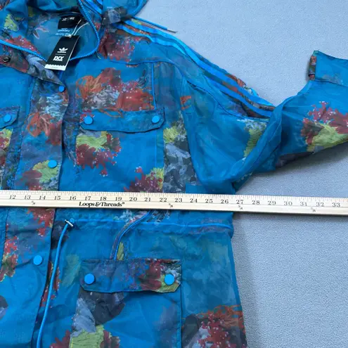 Ivy Park Adidas x Organza Jacket M Floral Print Hooded Long Coat Beyonce