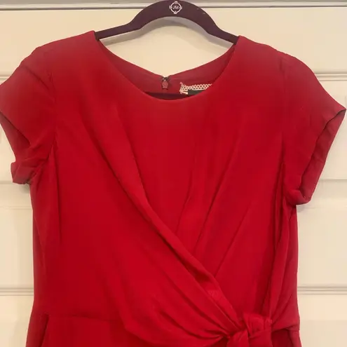 Maeve Red Side Tie Size 4 short Sleeves Wide Leg Jumpsuit 2130