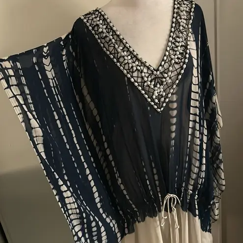 Boston Proper New Women's Debbie Katz South Beach Silk Beaded Kraftan Swimsuit Beach Coverup