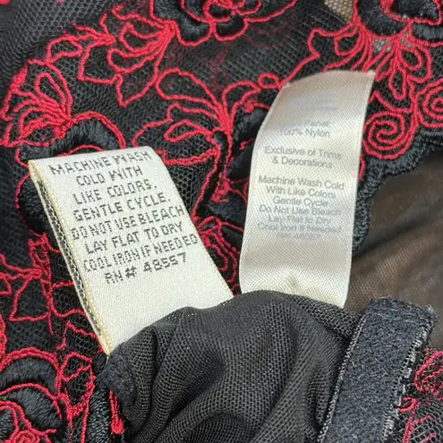 Private Luxuries Black Red Floral Lace Lingerie Adjustable Straps Womens 2X XXL