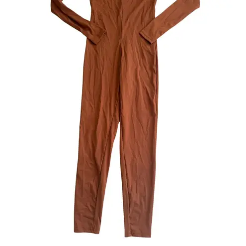 LA FOI Light Brown Tan One Piece Stretch Jumpsuit Size Medium
