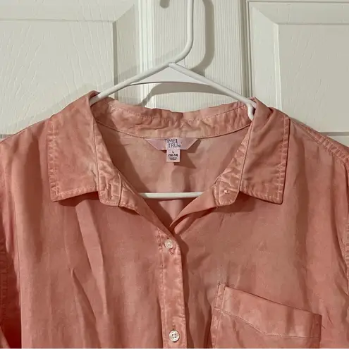 Time And Tru Peach collared shirt with roll up sleeves large