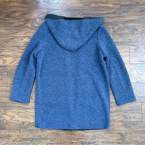 Marine layer • Wren Hooded Coat jacket blue grey sweater knit cardigan