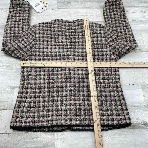 Koret Old Money Editorial Romantic Blazer Jacket size 10 Pink Black Lace Trim