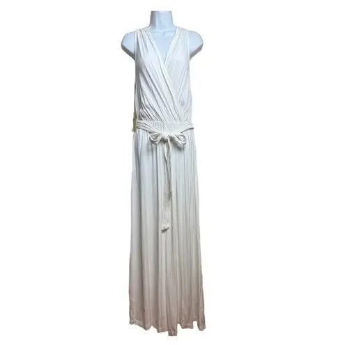 Raquel Allegra Ivory Stripe Satin Jumpsuit NWT Sz. 1 (US M/6) White Size M