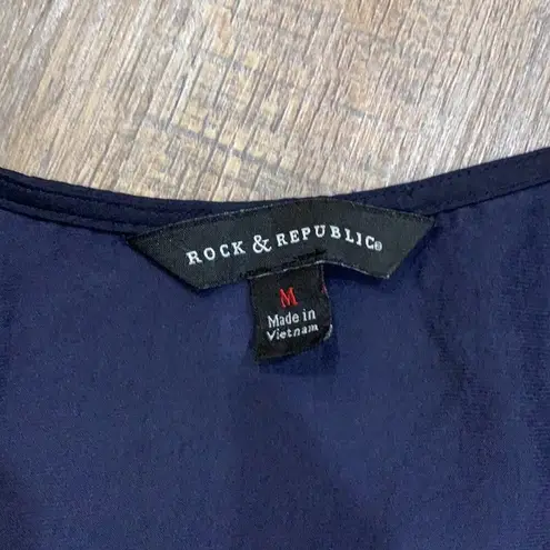 Rock & Republic  Blue Racerback w/ Silver Studs High-Low Tank M