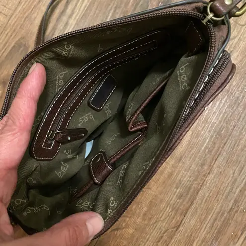 BOC Womens Purse Crossbody Bag Brown Faux Suede Western 10”H X 10”W X 2” Cowgirl Tan