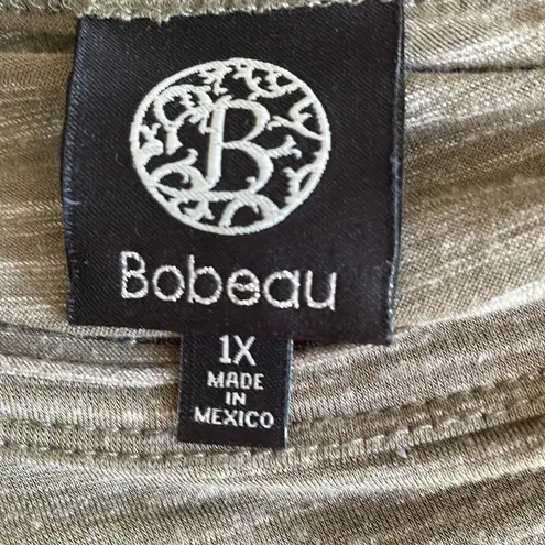 Bobeau Green Space Dyed Long Sleeve Tunic Top