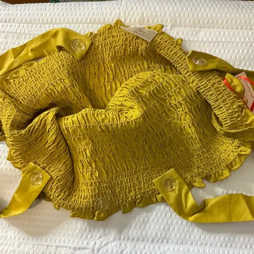 Green Smocked Ruffled Tank Top Size XL