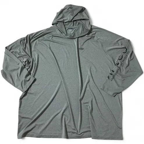 AFG American Fishing Tackle Co Mens Gray Long Sleeve Hooded Performance Shirt Size 5X