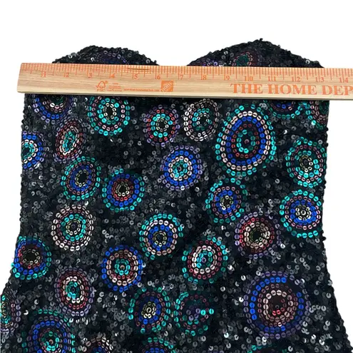 Scala  Strapless Sequin Silk sheath mini party cocktail Dress