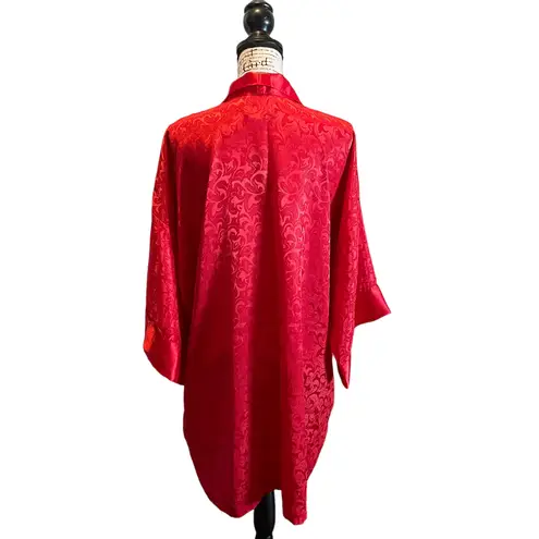 Victoria's Secret  Satin Robe Kimono Ruby Red OSFA Large/XLarge Vintage Floral