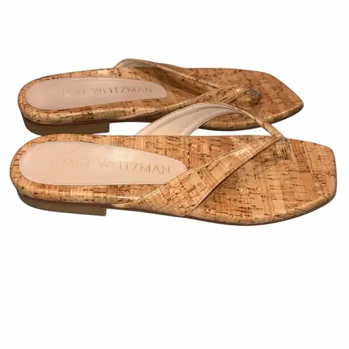 Stuart Weitzman  Patent Leather Cork Aldona Thong Sandals Shoes size 7.5 - Image 3