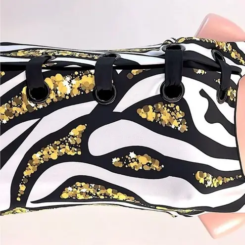 Eva Varro Charms Cap Sleeveless Y2K Bohemian Animal Print Tunic Top Sz Small NEW White