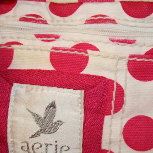 American Eagle Aerie Red White Polka Dot Beach Tote Bag